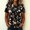 Womens Casual Raglan Sleeve Crew Neck Short Sleeve Top Floral Print Lightweight Comfortable Fit