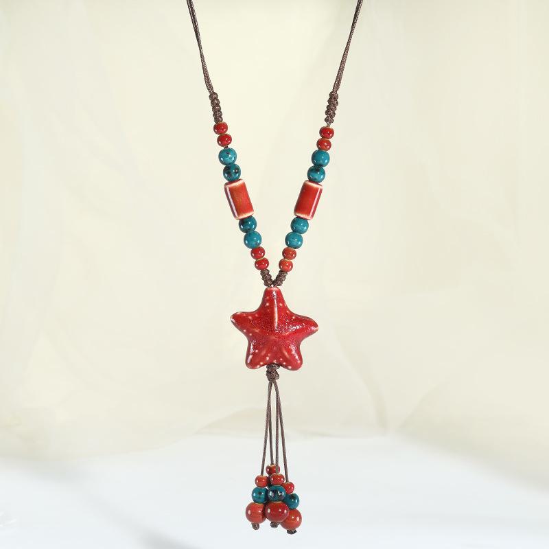 Sun Star Zircon Necklace For Women Vintage Leather Necklace Double Layered Pendant Chain Choker  Jewelry