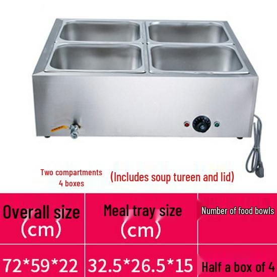 Stainless Steel Electric Food Warming Table - Multi-Functional Countertop Heater for Soups & Dishes.