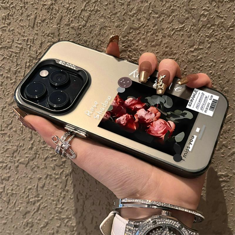 Verbesserte IMD-Hülle mit romantischem Rosen-Blumendruck, stoßfeste, schützende weiche TPU-Hülle, vollständige Rückseite für iPhone Samsung