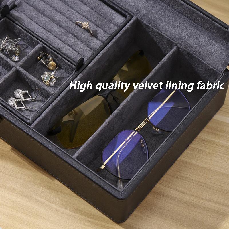 Leather Watch Storage Box Multifunctional Jewelry Organizer Boxes Black Portable Wrist Watches Jewelry Display Packaging Case