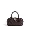 Genuine Leather Bost Pillow Bag, Women's New Diamd Checkered Crossbody Bag, Top Cowhide Bowling Bag Handbag