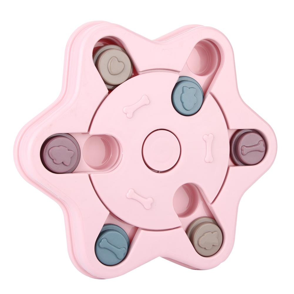 Plastic Portable Pet Food Feeding Bowl Educational Puzzle Interactive Toy for Dogs CatsPink Hexagonal
