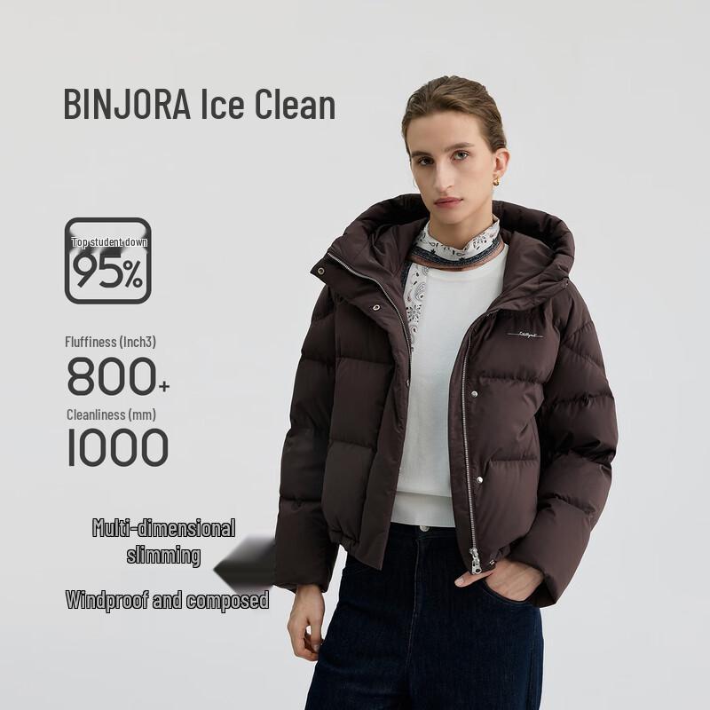 BINJORA Women's Short Hooded Puffer Down Jacket J5400DI20D