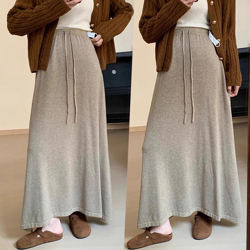 Tmall Quality Maternity Cashmere Knitted Autumn Skirt - Adjustable, Warm, and Comfortable