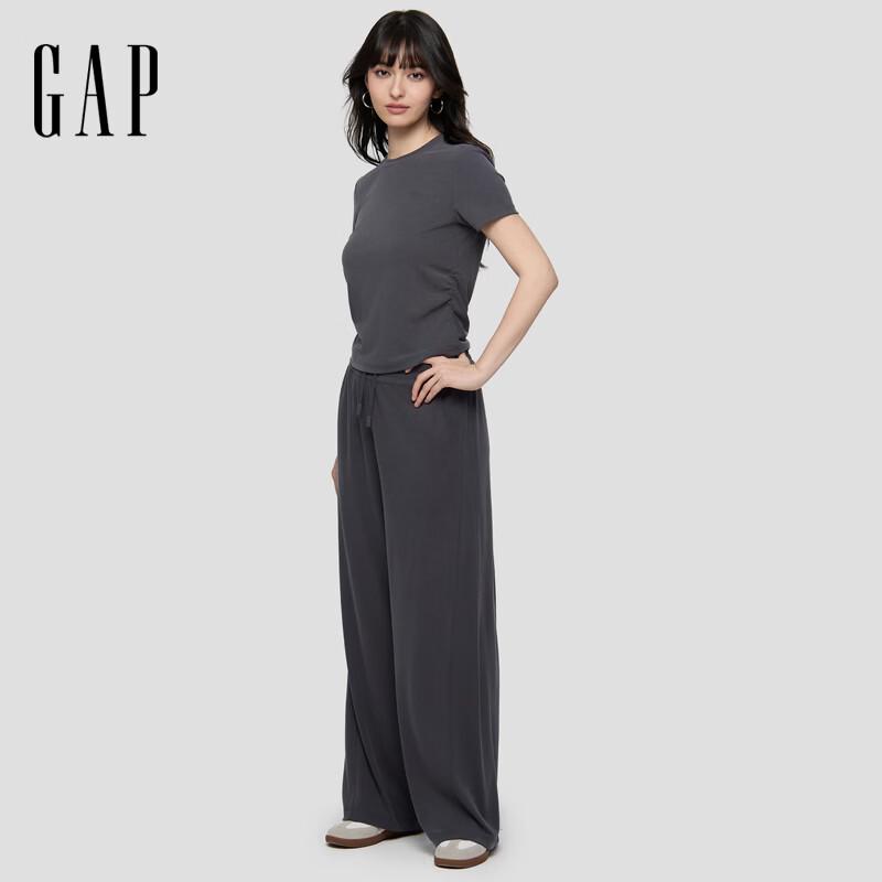 GAP Women's Logo Embroidered Pleated Knit T-Shirt