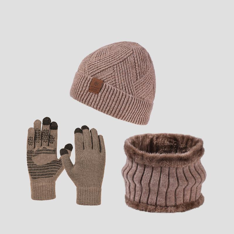 

Высокоэластичная шерстяная шапка Теплый комплект Мужской Зимний Уличный Теплый Вязаный Набор из трех предметов: шапка, шарф, перчатки хаки