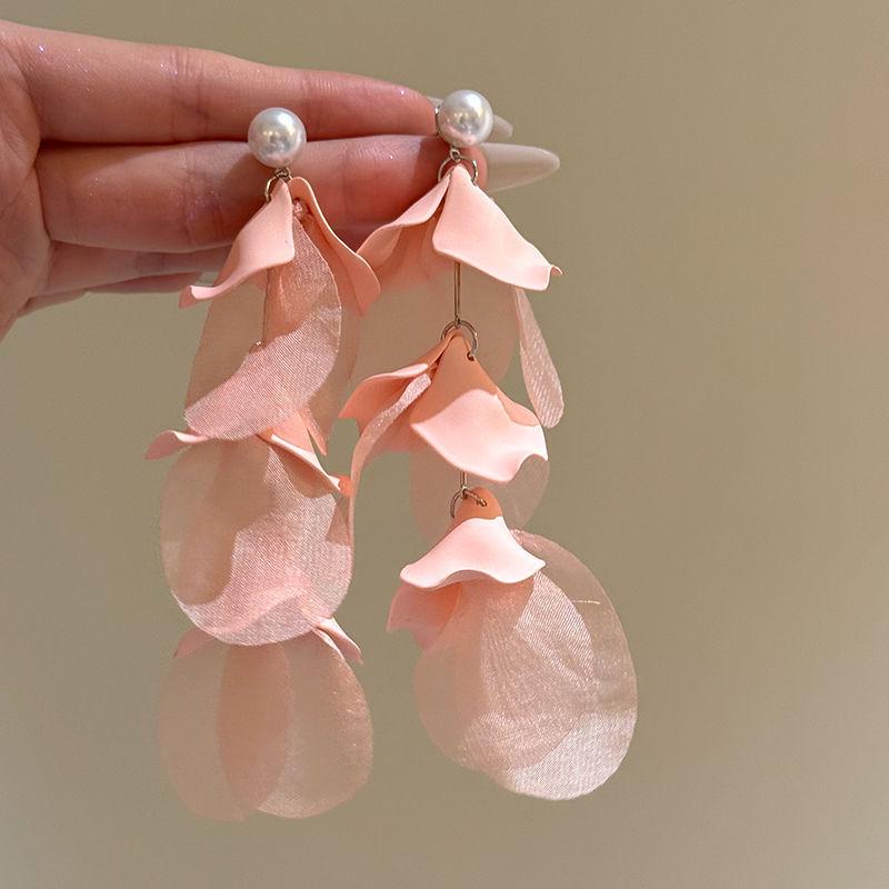 Colorful Dopamine Fabric Beaded Earrings – Women's Studs, Seaside Vacation Style, Ear Clips