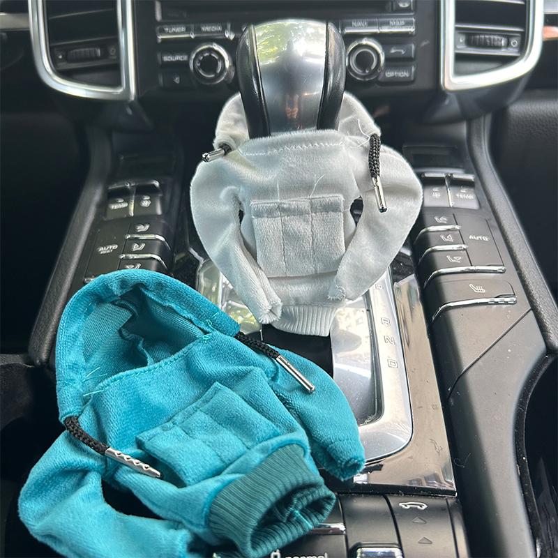 Car Shift Handle Hoodie Fashion Funny Handle Cover Grip Non-Slip Protective Covers Shift Knob Cover Interior Accessories