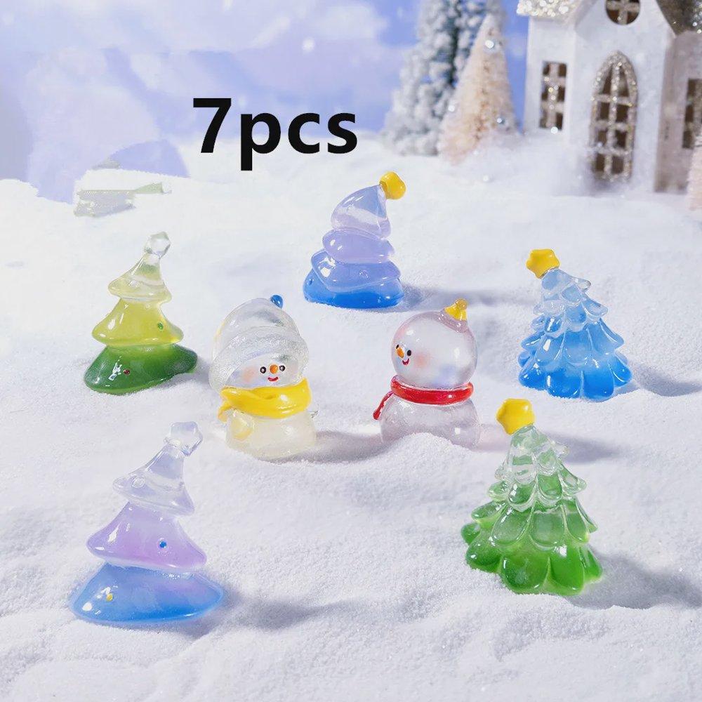 8pcs Miniature Christmas Figurine Set Christmas Decoration Fairy Snowman Santa Claus Miniature Figurines Xmas Gifts DIY Home Decor