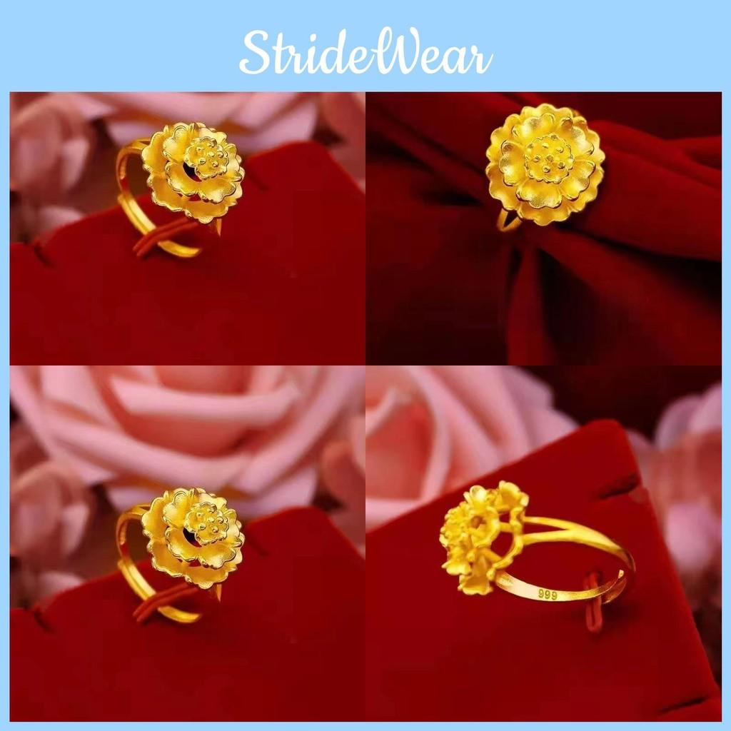 Stunning Goldplated Peony Ring For Women Featuring Adjustable Size And Sweet Floral Design