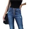 Hochtaillierte Vintage-Jeans mit Knopfleiste und Rissen mit schmalem Bein