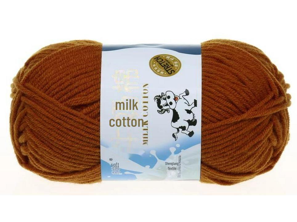 5-Strand Milk Cotton Baby Wool Hat & Scarf Hand-Woven Medium-Thick Yarn Set