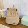 Schoolbag Autumn and Winter New Corduroy Backpack Cute Bear Student Schoolbag College Style Fashion Commuter Backpack