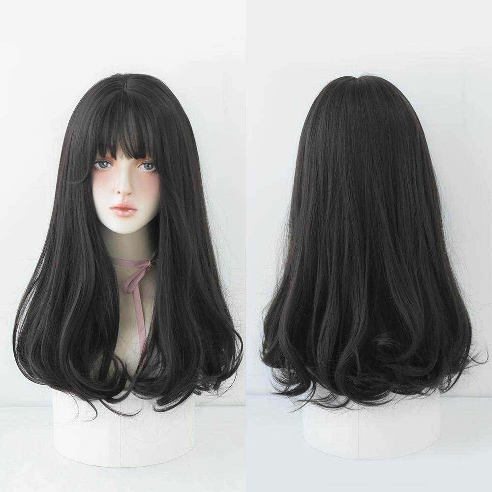 Dense Long Wave Wig Women Wig with Bangs Blonde Cospaly Lolita Daily Party Synthetic Wigs Heat Resistant Fiber Natural Fake Hair