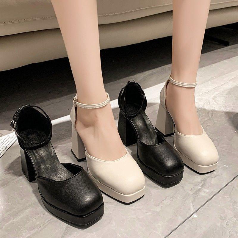 Baotou Sandals Women's Summer French Mary Jane High Heels Waterproof Table Thick Heel Small Evening Breeze with Skirt Single Shoes