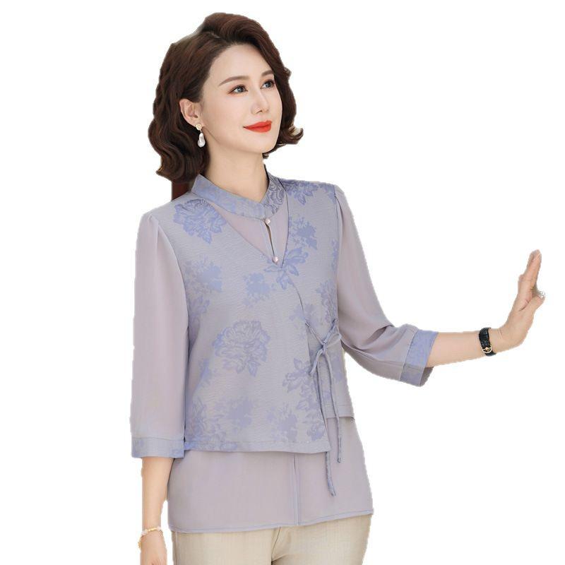 Chiffon Faux Layered Tank Top for Stylish Middle-Aged Women