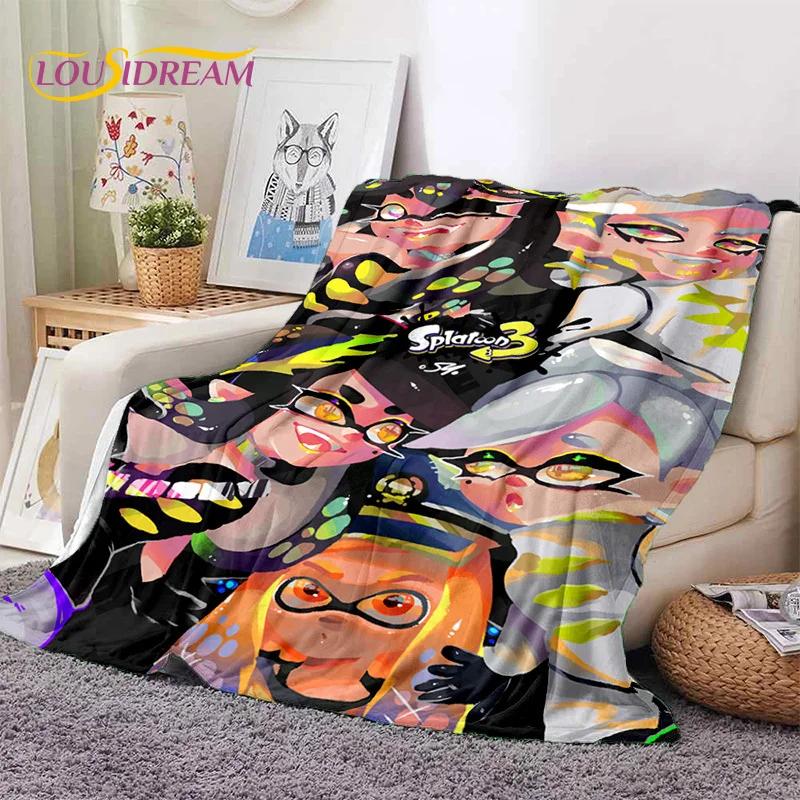 Splatoon3 PC Gamer Cartoon Game Soft Blankets,Keep Warm Throw Blanket Comfortable Blanket for Picnic Beds Sofa Home Bedroom Gift