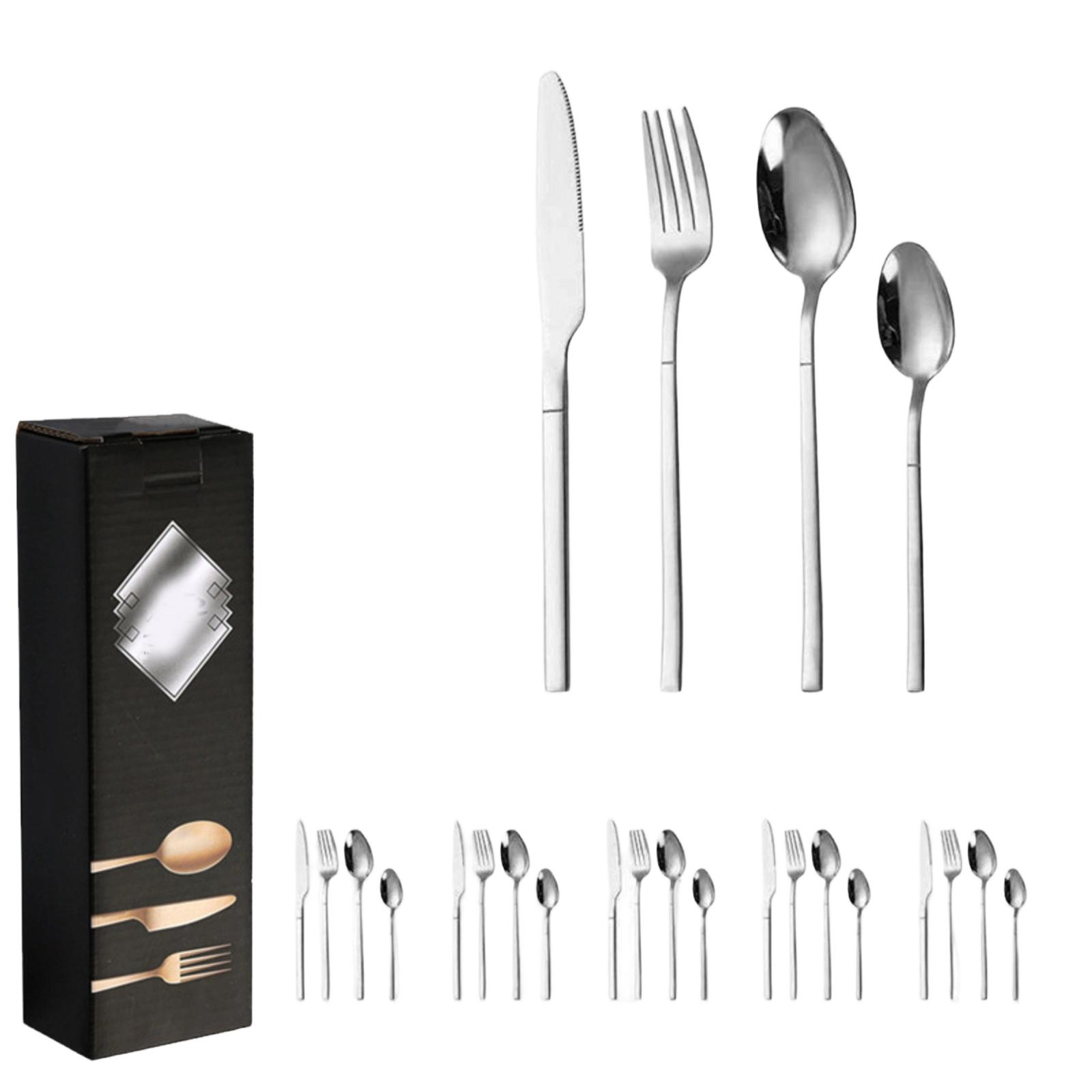 24PCS Stainless Steel Cutlery Set With Knives Forks Spoons And Cutlery серебряный