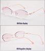 Women's Rimless Rhinestone Eyeglass Frames with Irregular Lenses - Anti-Blue Light & Myopia Reading Glasses