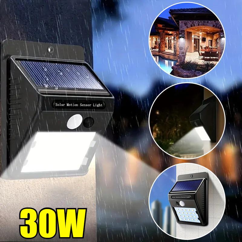 30W Solar Motion Sensor Wall Lights IP68 Waterproof Outdoor  Touch Control, Flush MountOutdoor Waterproof Landscape Courtyard