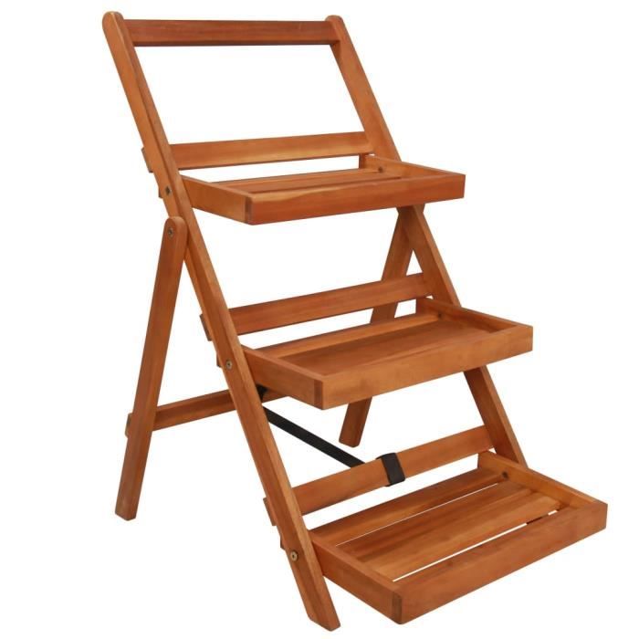 VidaXL Support de jardinière à 3 niveaux 50x63x80 cm Acacia solide 43994