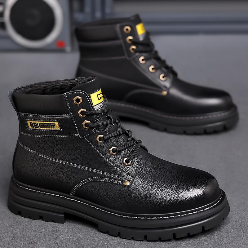 Fashion New Winter Boots Plus Velvet High Quality Men Boots Genuine Leather Snow Boots Fashion Design Luxury Motorcycle Boots Army Shoes