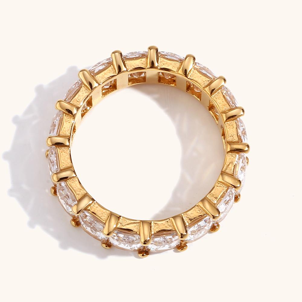 La.Muses Stainless Steel Delicate Bling Geometry Cubic Zirconia Fashion Shiny Ring for Women High Quality Premium Zircon Gift