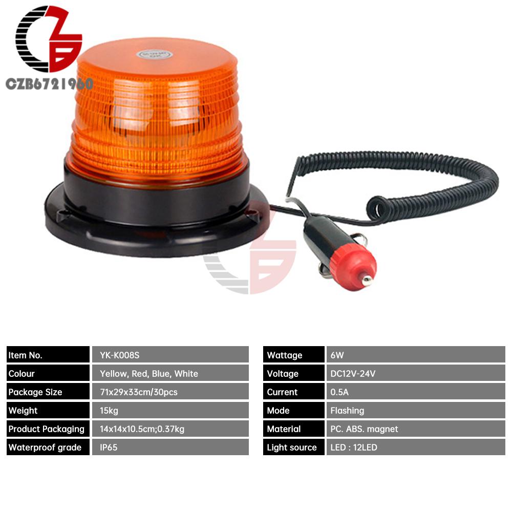 Universal 12V 24V Car Truck Roof Top Warning Light Emergency LED Strobe Light Flashing Beacon With Magnetic Base