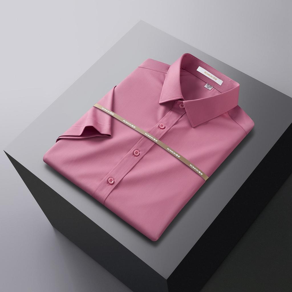 Summer New Bamboo Fiber Shirt Men's Short-sleeved Slim-fitting Non-iron Business Formal Wear Professional Work Clothes Suit White Shirt