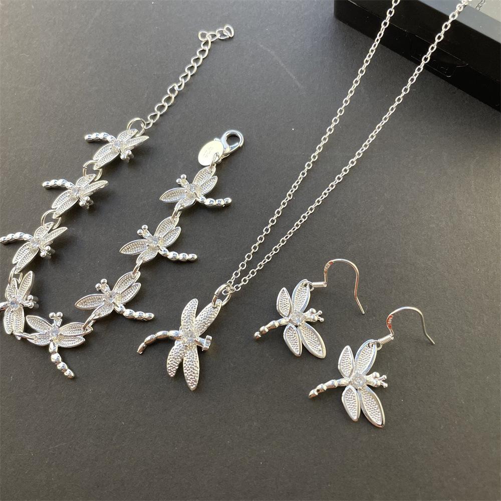 Boutique Jewelry Set Dragonfly Pendant Necklace Bracelet Earrings