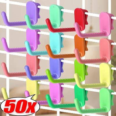 5/50 PCS Panneau d'affichage en maille de supermarché Support Crochets en plastique réutilisables Crochets de suspension muraux en maille Étagère Crochets de rangement pour snacks et bijoux