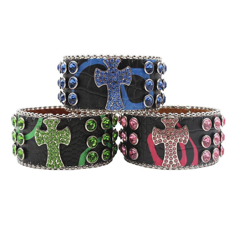 Trendy Personalized Rhinestone Bracelet Design Diamond-encrusted PU Leather Bracelet