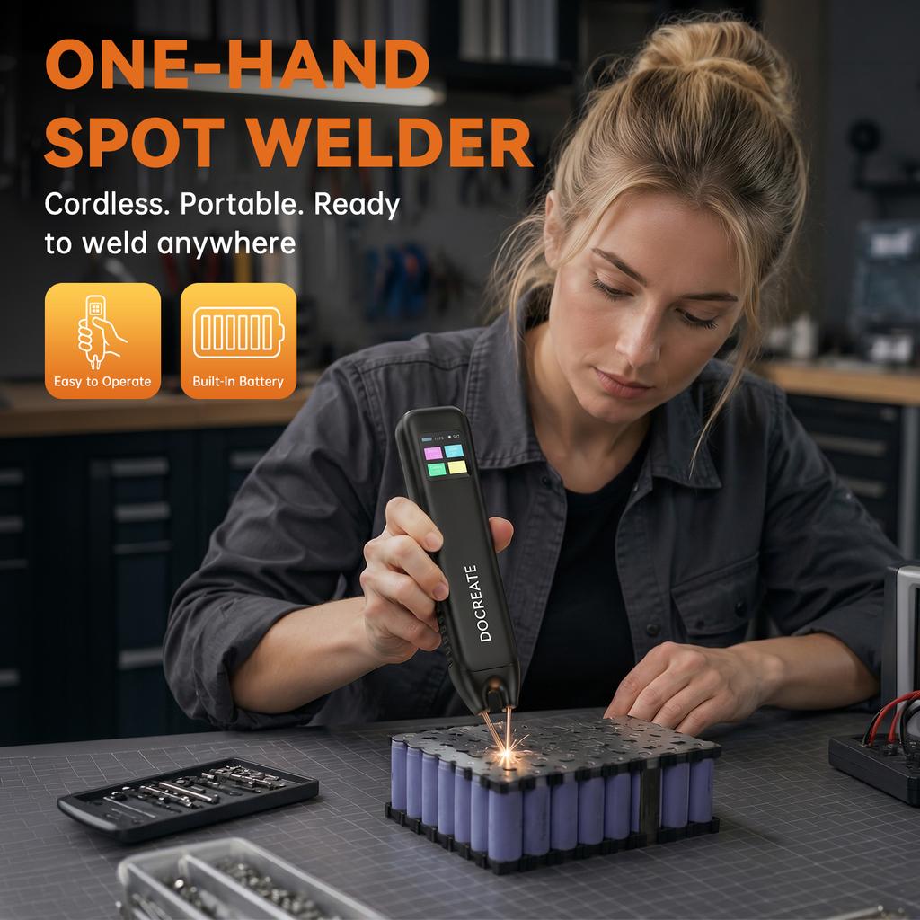 Docreate 756 Portable Handheld Spot Welder For 18650 Battery DIY, Mini Household Touch Welding Machine, 0.1–0.25mm Nickel Sheets