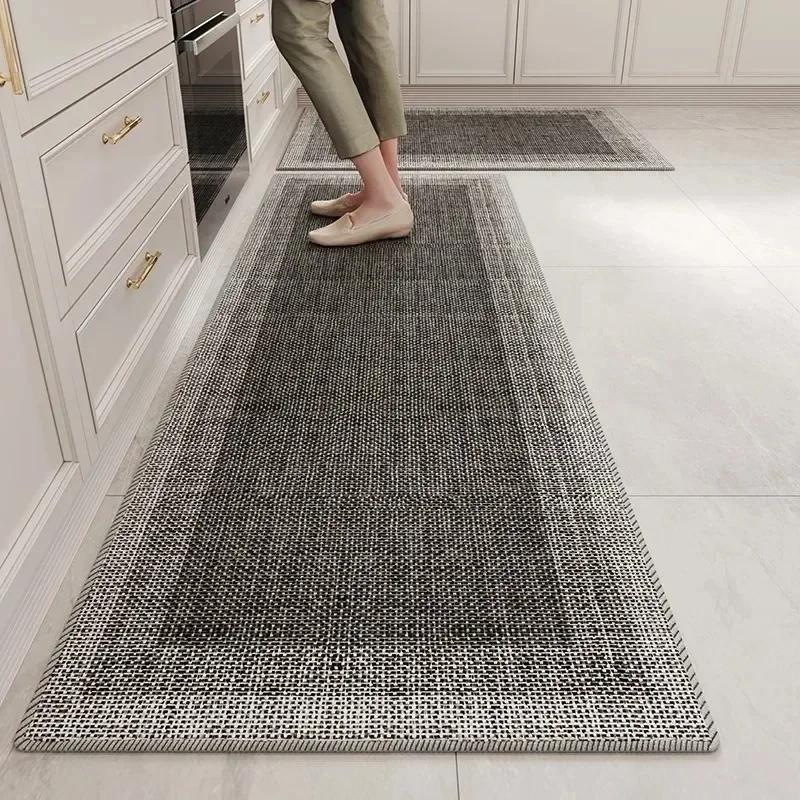 Kitchen Rug Long Strip Solid Color Style Loop Velvet Floor Mat Wear-resistant Non-slip Foot Mats Home Decoration Carpet