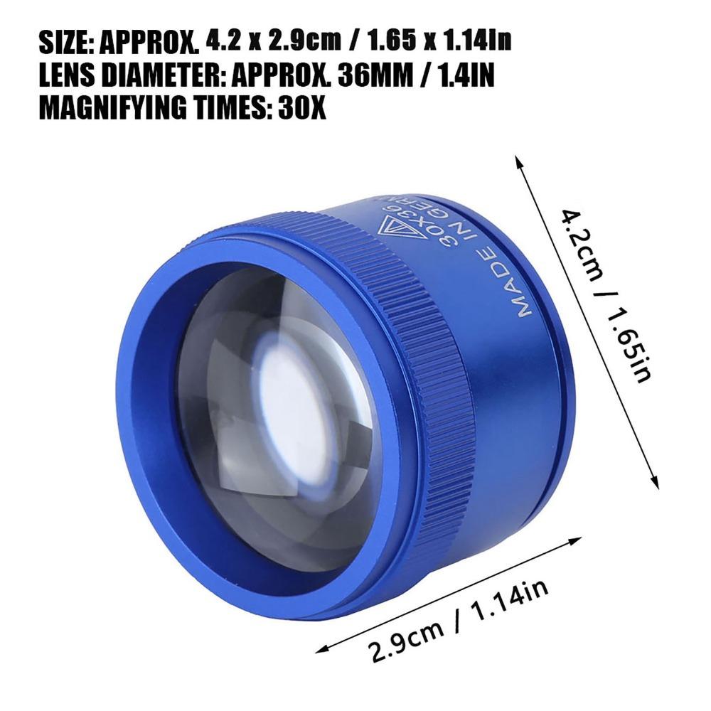 30X Handheld Magnifier Blue Color Portable Magnifier Loupes Magnifier Antiques Identification