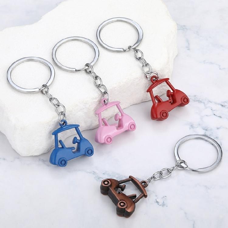 2pcs Realistic Zinc Alloy Golf Cart Pendant Keychain Golf Themed Keyring Souvenir For Enthusiasts Fashionable Gift