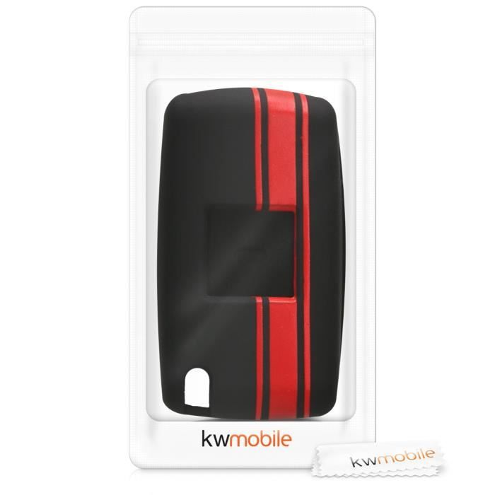 Kwmobile Accessoire Clé De Voiture Pour Peugeot Citroen - Coque Pour Clef Pliable De Voiture Peugeot Citroen 2-Bouton En Silicone Ro