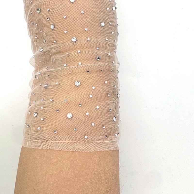 Elegant White Lace Gloves With Rhinestones Embellishments For Weddings Evening Event And Prom Occasion