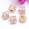 Copper-plated K gold color-retaining zircon double-layer Jinba spacer, large hole bead spacer, bucket bead wheel beaded bracelet accessories