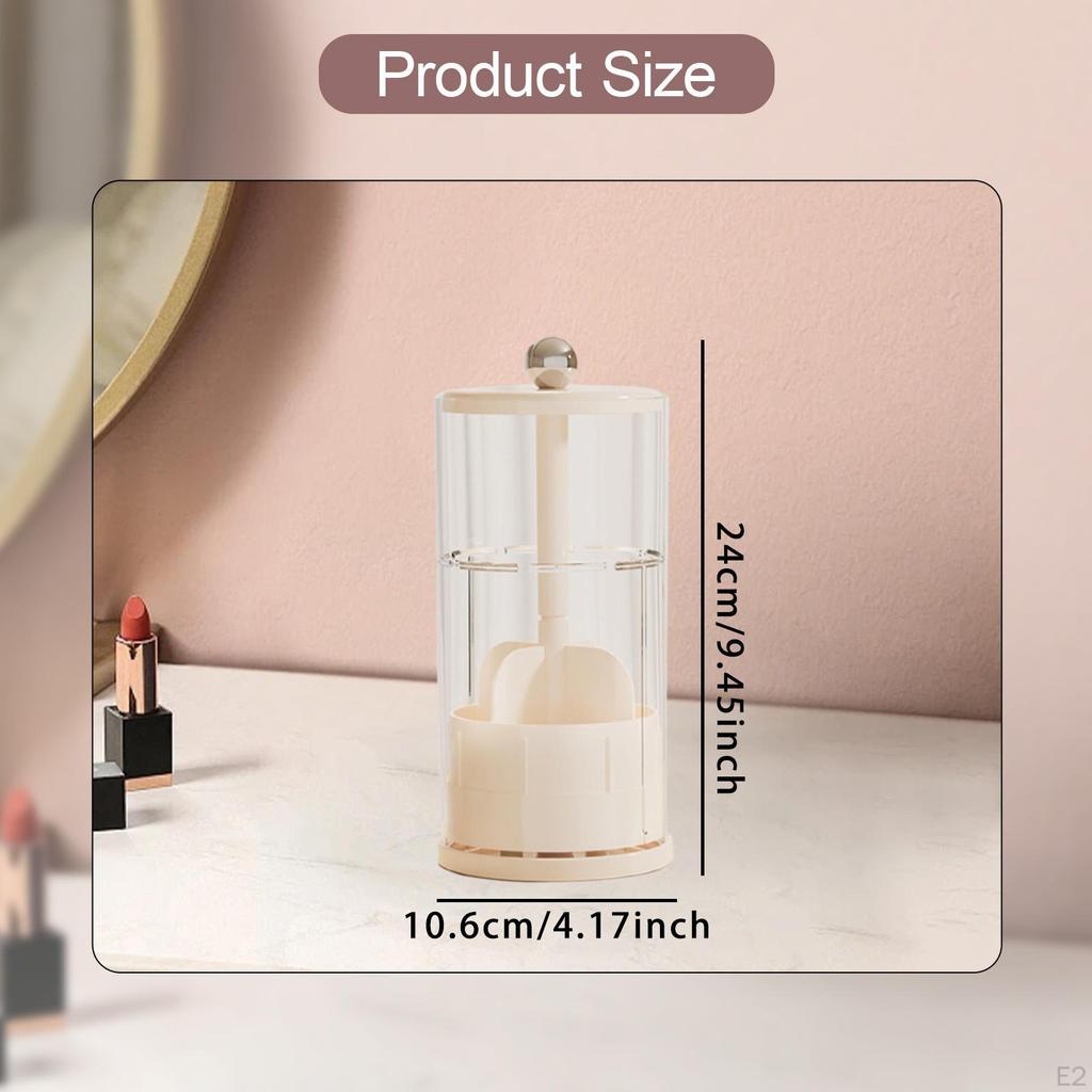 Auto Rising Makeup Brush Holder Cosmetic Tools Organizer Compact Multipurpose with Lid Storage for