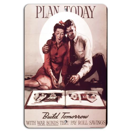 Plan Today Build Tomorrow Invest in War BondsAluminumtin sign 20x30cm(7.8x11.8inch)