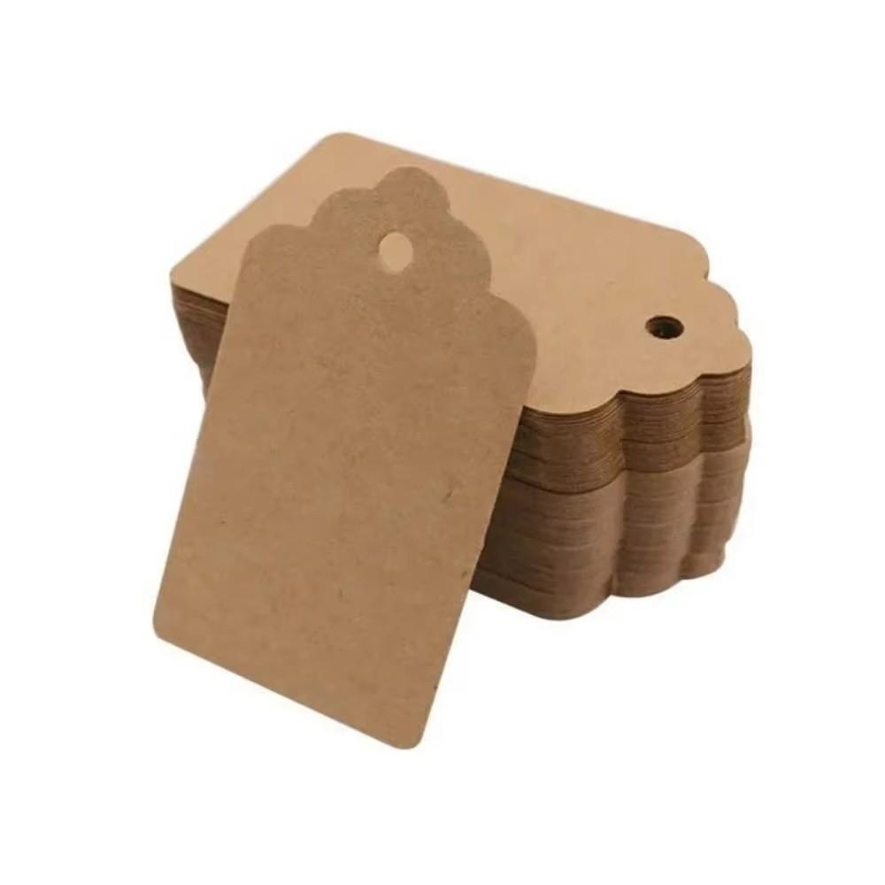 100Pcs with Strings Kraft Paper Hanging Tags DIY Blank Packaging Label Cardboard Gift Packing Cards Party Decorating Labels