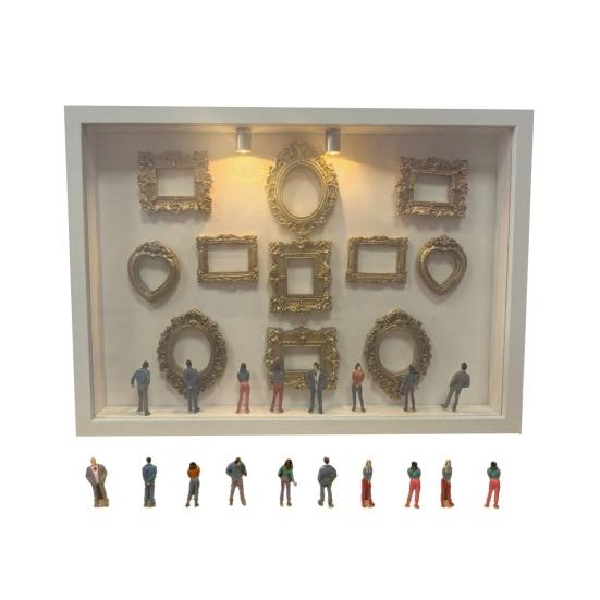 Gör-det-själv Mini Museum Silhuettlåda med Små Ramar Figur Personlig Foto Skuggbox Familjeminne Displaylåda Dekoration