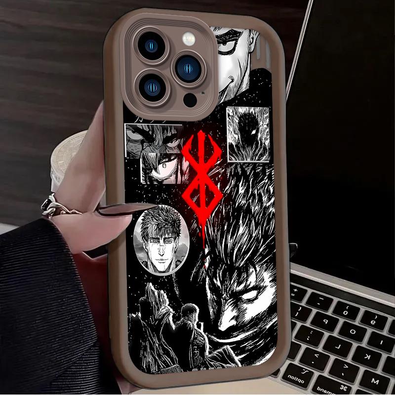Berserk Guts Anime Phone Case for iPhone 17 Air 16 16E 15 14 13 12 11 Pro Max X XS X S Max XR SE 2020 SE4 7 8 Silicone Cover