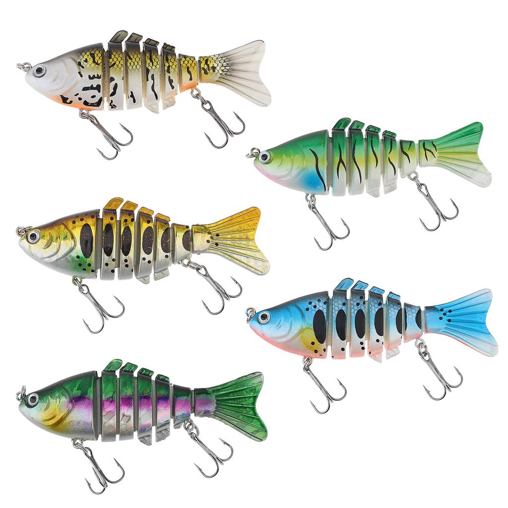 5 Pcs Multi Jointed Slow Sinking Swimbait Lure Pike Fish with Anti-bite Steel Wire 15cm 15g Lifelike Bait