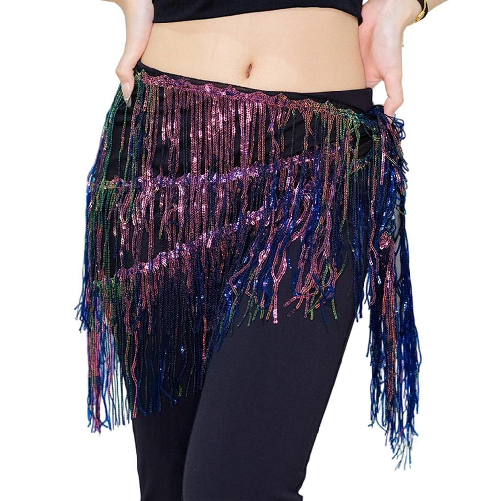 Damski Łańcuszek na Biodra do Tańca Brzucha z Paskiem na Biodra z Płatkami i Frędzlami