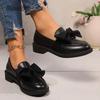 Fashion Fashion Bowknot Slip On Loafers for Women 2025 Summer Solid Color Patent Leather Shoes Woman Comfort Soft Sole Platform Loafers