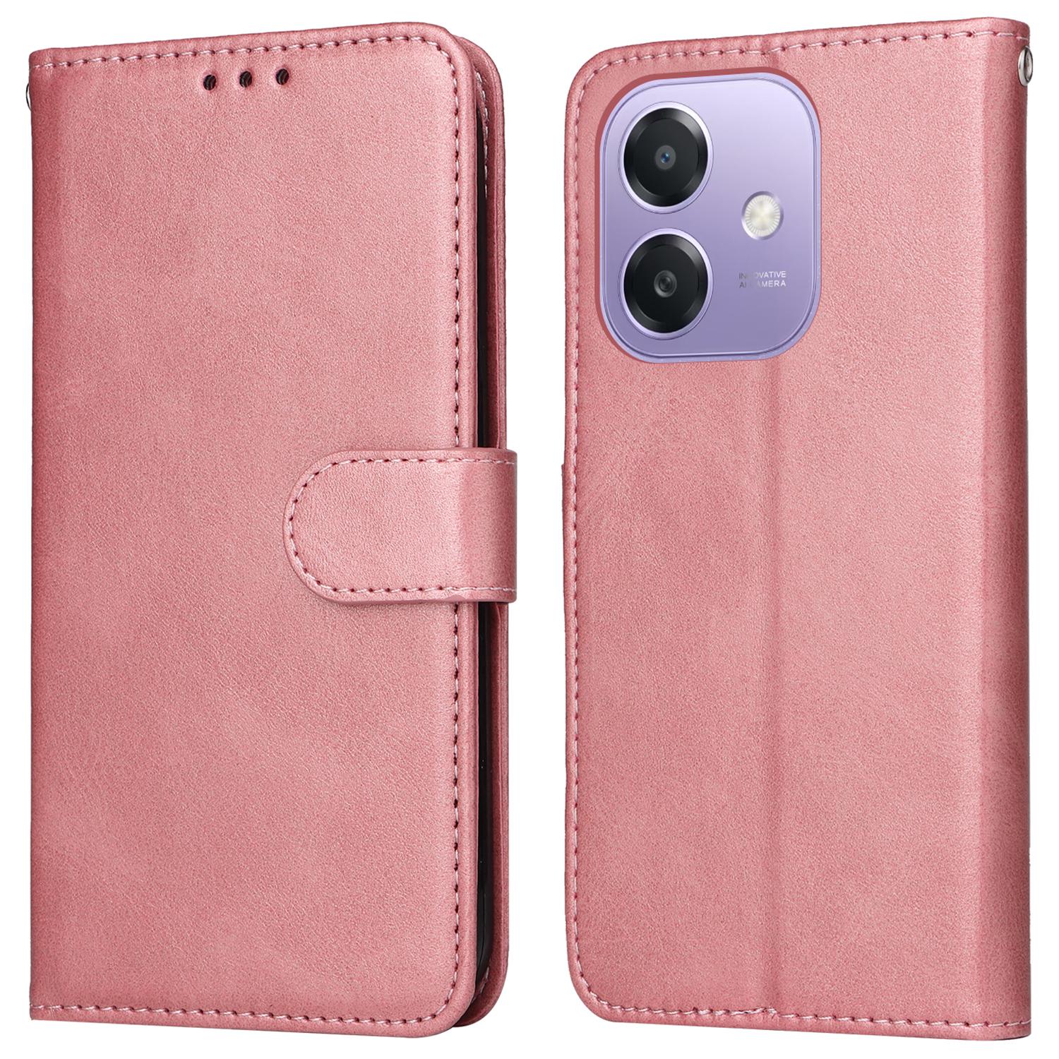 

For Oppo A5x 5G/A3x 4G/A3x 5G (India) Case Wallet PU Leather Folio Flip Phone Cover Pink