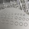 6 Grids Mix Punk Piercing Perforable Round Circle Ring White K Gun Black Alloy Nail  Decorations Manicure Charms